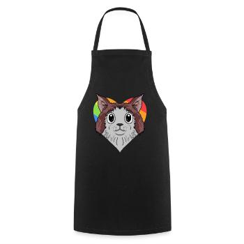 LGBT Cat Maine Coon Rainbow - Cooking Apron - black - Front - AI Model Male 185 dark (185cm)