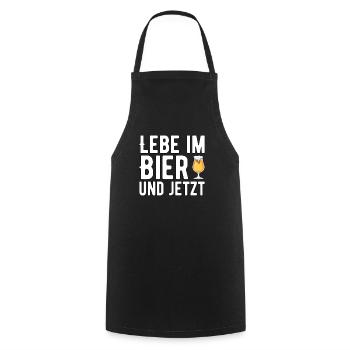 Lebe im BIer und jetzt - Kochschürze - Schwarz - Vorne - AI Model Male 185 dark (185cm)