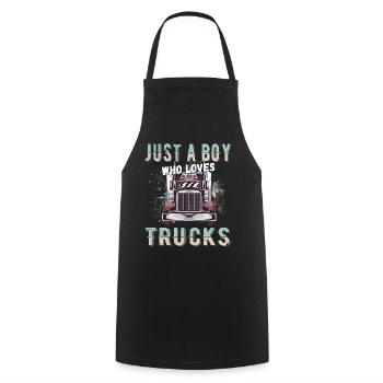 just a boy who loves trucks - Cooking Apron - black - Front - AI Model Male 185 dark (185cm)