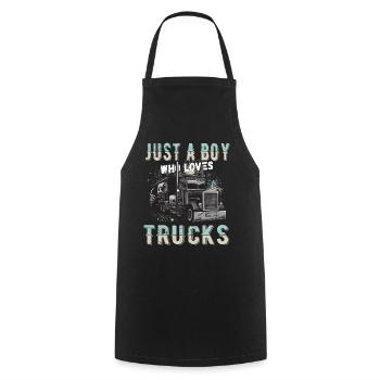 just a boy who loves trucks - Cooking Apron - black - Front - AI Model Male 185 dark (185cm)