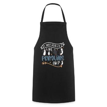 I Really Like Penguins Sea Bird King Emperor - Cooking Apron - black - Front - AI Model Male 185 dark (185cm)