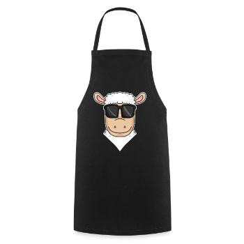 Illustration de moutons - Tablier de cuisine - noir - Devant - AI Model Male 185 dark (185cm)