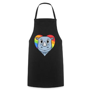 Nashorn Lgbt Regenbogen Farben - Kochschürze - Schwarz - Vorne - AI Model Male 185 dark (185cm)