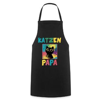 Katzen Papa Portrait Tiermotiv Geschenk - Kochschürze - Schwarz - Vorne - AI Model Male 185 dark (185cm)
