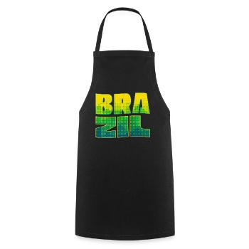 Brazil lettering in national colours - Cooking Apron - black - Front - AI Model Male 185 dark (185cm)