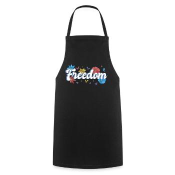 Freedom Blumen Schmetterlinge Freiheitsdesign - Kochschürze - Schwarz - Vorne - AI Model Male 185 dark (185cm)