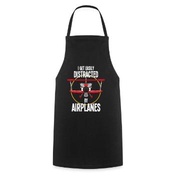 Airplane Pilot Flying Distracted I Gift - Cooking Apron - black - Front - AI Model Male 185 dark (185cm)