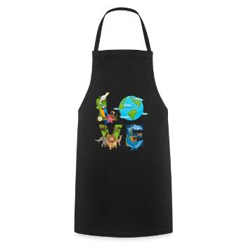 Earth, Love Animals, Environment, Climate Change, Day of - Cooking Apron - black - Front - AI Model Male 185 dark (185cm)