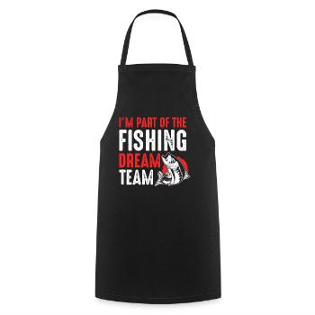 I am part of the Fishing Dream Teams Fishing Team - Cooking Apron - black - Front - AI Model Male 185 dark (185cm)