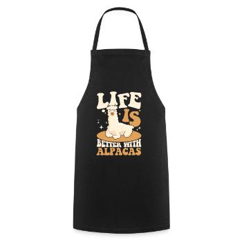 Life Is Better With Alpacas Guanaco Llama Vicuna - Cooking Apron - black - Front - AI Model Male 185 dark (185cm)