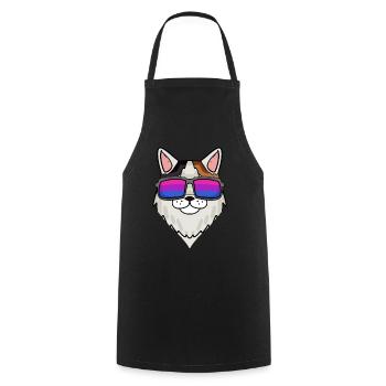 Bisexual Turkish Van Cat Gift - Cooking Apron - black - Front - AI Model Male 185 dark (185cm)