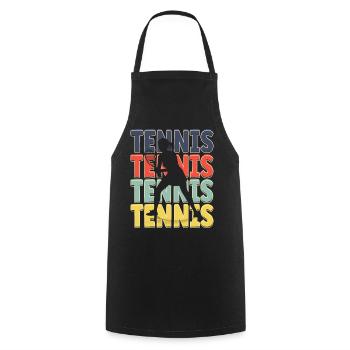 Cool Retro Text Silhouette Tennis - Tablier de cuisine - noir - Devant - AI Model Male 185 dark (185cm)