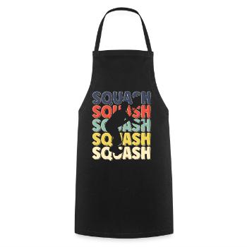 Cool Retro Text Silhouette Squash - Cooking Apron - black - Front - AI Model Male 185 dark (185cm)