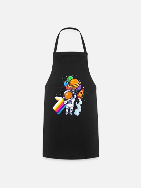 Astronaut 7. Geburtstag Weltraum Jungen Geschenk - Kochschürze - Schwarz