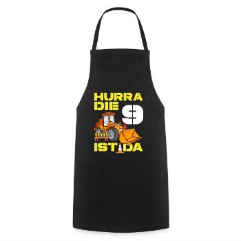 Excavator 9th Birthday Excavator Driver Boy Gift - Cooking Apron - black - Front - AI Model Male 185 dark (185cm)