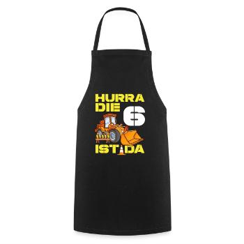 Excavator 6th Birthday Excavator Driver Boy Gift - Cooking Apron - black - Front - AI Model Male 185 dark (185cm)
