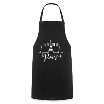 Emmenez-moi à Paris Heartbeat Tour Eiffel France - Tablier de cuisine - noir - Devant - AI Model Male 185 dark (185cm)