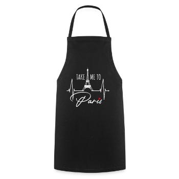Emmenez-moi à Paris Heartbeat Tour Eiffel France - Tablier de cuisine - noir - Devant - AI Model Male 185 dark (185cm)