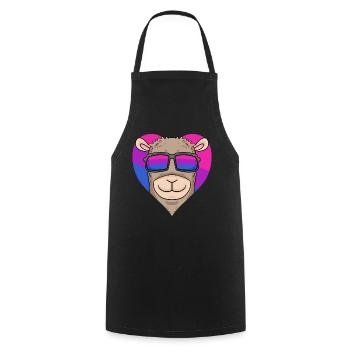 Cadeau d’alpaga bisexuel - Tablier de cuisine - noir - Devant - AI Model Male 185 dark (185cm)