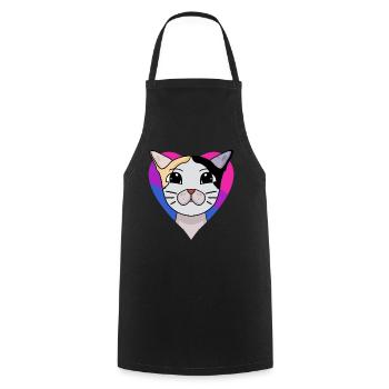 Bisexual Japanese Bobtail Cat Gift - Cooking Apron - black - Front - AI Model Male 185 dark (185cm)