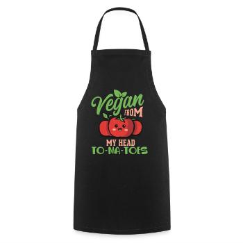Végétalien Végétarien Dicton Tomates Vegan - Tablier de cuisine - noir - Devant - AI Model Male 185 dark (185cm)