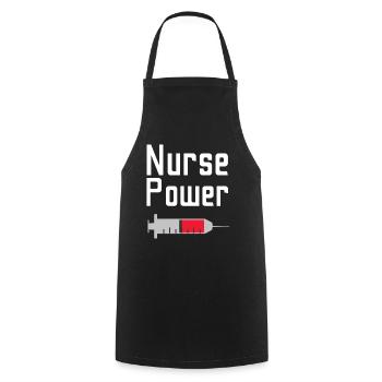 Krankenschwester Power - Kochschürze - Schwarz - Vorne - AI Model Male 185 dark (185cm)