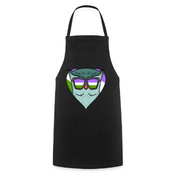 Hibou genderqueer - Tablier de cuisine - noir - Devant - AI Model Male 185 dark (185cm)