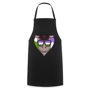 Genderqueer Cœur de cheval - Tablier de cuisine - noir - Devant - AI Model Male 185 dark (185cm)