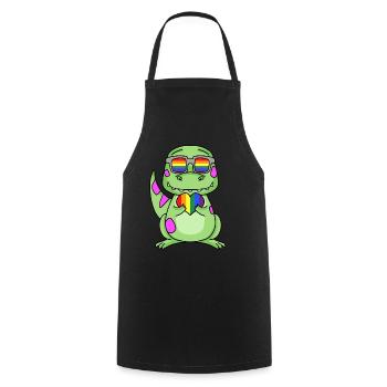 LGBT Animal Dinosaur Rainbow Heart - Cooking Apron - black - Front - AI Model Male 185 dark (185cm)