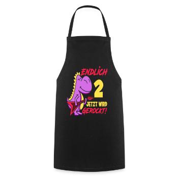 Dinosaurier 9. Geburtstag Gitarre Mädchen Geschenk - Kochschürze - Schwarz - Vorne - AI Model Male 185 dark (185cm)