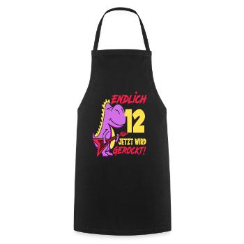 Dinosaurier 9. Geburtstag Gitarre Mädchen Geschenk - Kochschürze - Schwarz - Vorne - AI Model Male 185 dark (185cm)