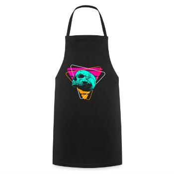 Crâne Vaporwave coloré - Tablier de cuisine - noir - Devant - AI Model Male 185 dark (185cm)