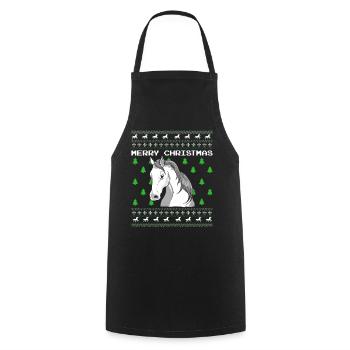 Christmas Horse Ugly Christmas Gift Xmas - Cooking Apron - black - Front - AI Model Male 185 dark (185cm)