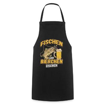 Fischen und Bierchen zischen Angeln Angler Spruch - Kochschürze - Schwarz - Vorne - AI Model Male 185 dark (185cm)