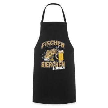 Fischen und Bierchen zischen Angeln Angler Spruch - Kochschürze - Schwarz - Vorne - AI Model Male 185 dark (185cm)