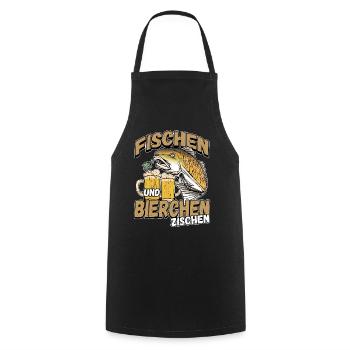 Fischen und Bierchen zischen Angeln Angler Spruch - Kochschürze - Schwarz - Vorne - AI Model Male 185 dark (185cm)