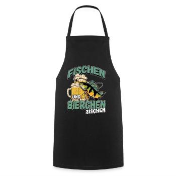Fischen und Bierchen zischen Angeln Angler Spruch - Kochschürze - Schwarz - Vorne - AI Model Male 185 dark (185cm)