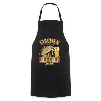Fischen und Bierchen zischen Angeln Angler Spruch - Kochschürze - Schwarz - Vorne - AI Model Male 185 dark (185cm)