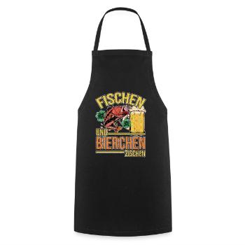 Fischen und Bierchen zischen Angeln Angler Spruch - Kochschürze - Schwarz - Vorne - AI Model Male 185 dark (185cm)