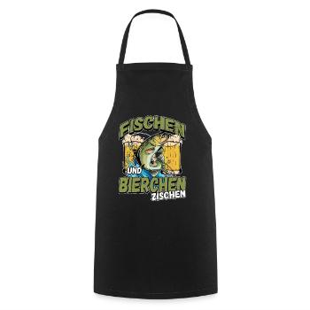 Fischen und Bierchen zischen Angeln Angler Spruch - Kochschürze - Schwarz - Vorne - AI Model Male 185 dark (185cm)