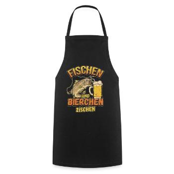 Fischen und Bierchen zischen Angeln Angler Spruch - Kochschürze - Schwarz - Vorne - AI Model Male 185 dark (185cm)