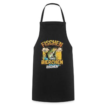 Fischen und Bierchen zischen Angeln Angler Spruch - Kochschürze - Schwarz - Vorne - AI Model Male 185 dark (185cm)