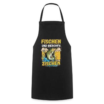 Fischen und Bierchen zischen Angeln Angler Spruch - Kochschürze - Schwarz - Vorne - AI Model Male 185 dark (185cm)