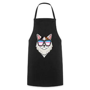 Transgender Transsexual Turkish Van Cat - Cooking Apron - black - Front - AI Model Male 185 dark (185cm)