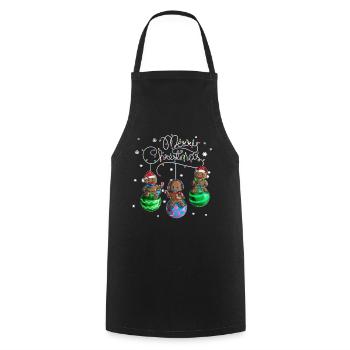Joyeux Noël Motif de boule de Noël en pain d’épices - Tablier de cuisine - noir - Devant - AI Model Male 185 dark (185cm)