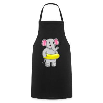 Elephant Swimming Swimming Ring Summer - Cooking Apron - black - Front - AI Model Male 185 dark (185cm)