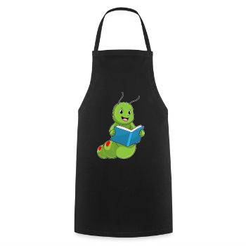 Livre de nerds chenilles - Tablier de cuisine - noir - Devant - AI Model Male 185 dark (185cm)