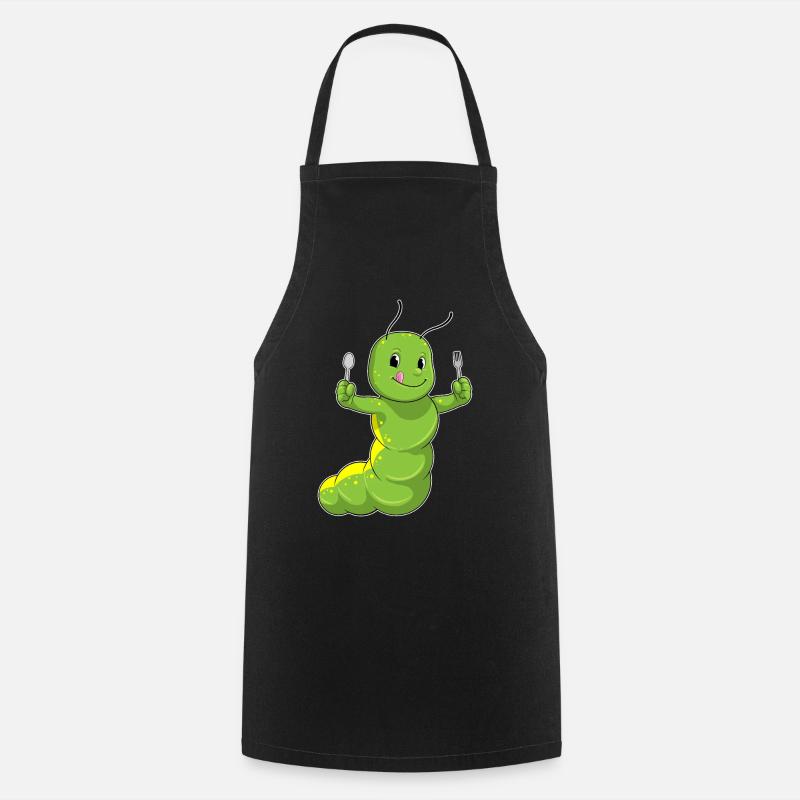 Raupe Besteck Kochen Küche - Kochschürze - Schwarz