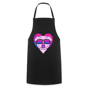 Cadeau de cochon bisexuel - Tablier de cuisine - noir - Devant - AI Model Male 185 dark (185cm)