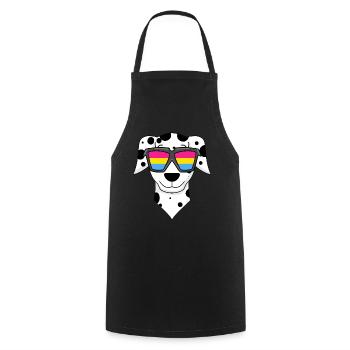 Pansexual Dalmatian dog - dog with glasses - Cooking Apron - black - Front - AI Model Male 185 dark (185cm)